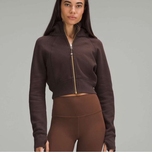 Jackets & Blazers - Authentic Lululemon Scuba Zip-Up cropped Hoodie espresso.